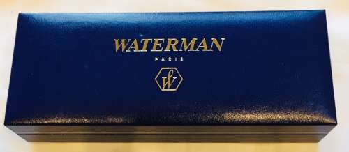 WATERMAN BRUSHED CHROME HEMISPHERE FOUNTAIN PEN WITH GRAVURE DETAIL ON NIB,  IN BOX