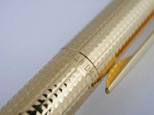 SCARCE!! CARAN D' ACHE MADISON GOLD PLATED BARLEYCORN DESIGN BALLPOINT PEN IN EXCELLENT CONDITION
