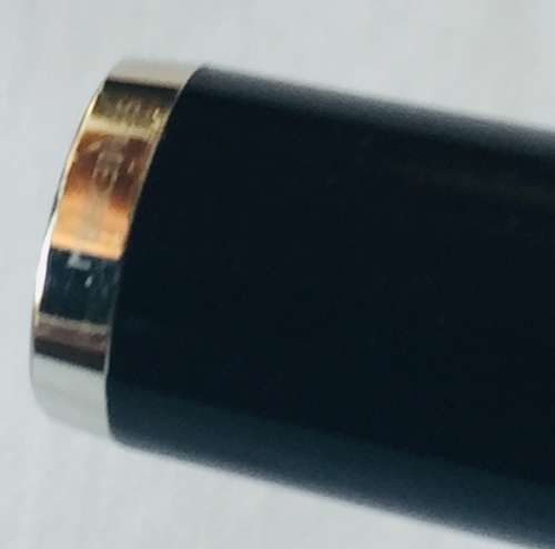 MONT BLANC PIX BALLPOINT PEN BLACK WITH PLATINUM COATED TRIM IN BOX INCLUDES REFILL