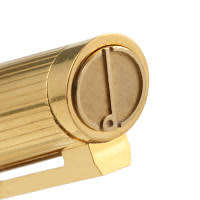 VINTAGE ALFRED DUNHILL GOLD PLATED PINSTRIPE GUILLOCHEE FOUNTAIN PEN WITH 14K GOLD NIB