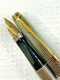 PARKER CISELE 75 FOUNTAIN PEN WITH 14k GOLD NIB AND BALLPOINT PEN - BOTH IN STERLING SILVER - IN BOX