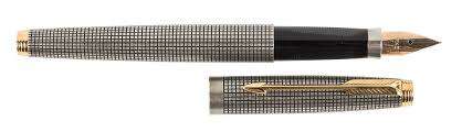 PARKER CISELE 75 FOUNTAIN PEN WITH 14k GOLD NIB AND BALLPOINT PEN - BOTH IN STERLING SILVER - IN BOX