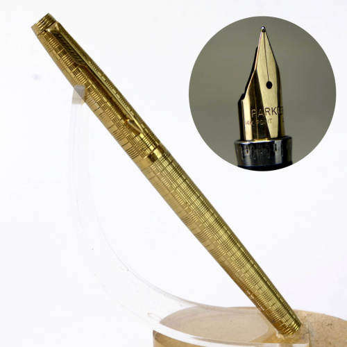 PARKER 75 PLACE VENDOME PRINCE DE GALLES FOUNTAIN PEN WITH 14K NIB+BALLPOINT PEN+PENCIL-BOXED
