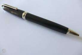 CARTIER DIABOLO GODRON BLACK COMPOSITE BALLPOINT PEN WITH PLATINUM TRIM IN EXCELLENT CONDITION