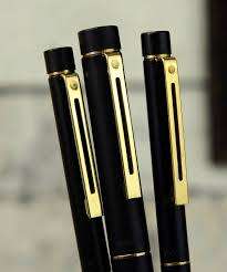 RARE! SHEAFFER TARGA BLACK FOUNTAIN PEN WITH 14K GOLD NIB, BALLPOINT PEN AND PENCIL SET IN BOX