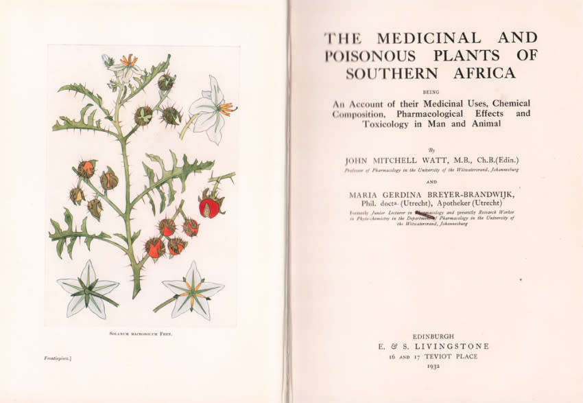`THE MEDICINAL AND POISONOUS PLANTS OF SOUTHERN AFRICA` BY JM WATT & MG BREYER-BRANDWIJK, 1ST ED.