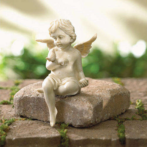 ** Read B4 Bidding ** Cherub with Dove Sculpture