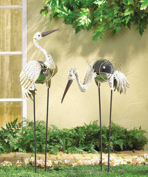 ** Read B4 Bidding ** Crane Gazing Ball Garden Stake