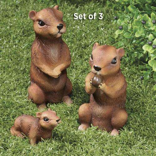 ** READ BEFORE BIDDING ** Groundhog Family Outdoor Figurines / Set of 3