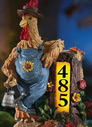 Solar Country Rooster Home Address Marker