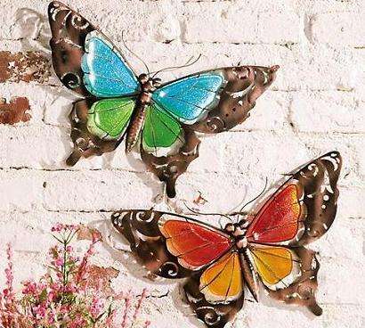 Set Of 2 Stained Glass Butterfly Wall Art