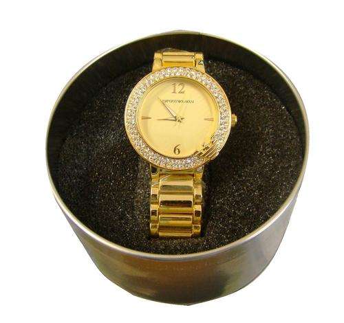GOLD EMPORIO ARMANI WATCH WITH EMBEDDED SIMULATED DIAMONDS
