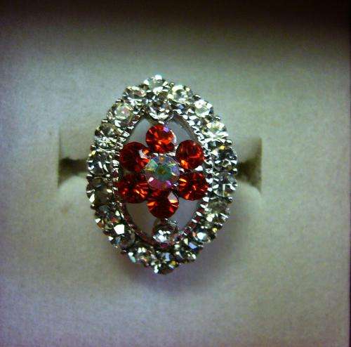 Silver Ring with Simulated Diamonds and Rubies + Free Gift Box + Free Gift for winner over R1