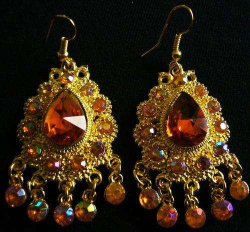 Gold Plated Earrings with Simulated Citrines