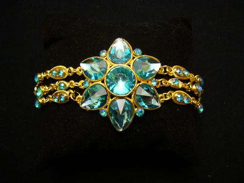 Gold Plated Bracelet With Simulated  Sapphires