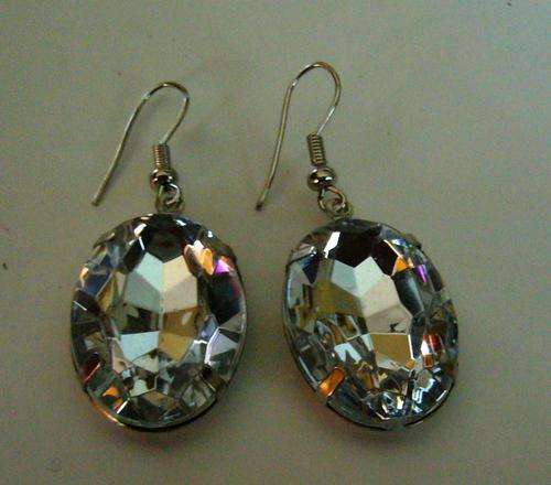 Silver Earrings with Simulated Diamonds