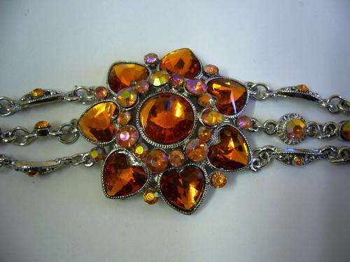SILVER BRACELET WITH SIMULATED CITRINES