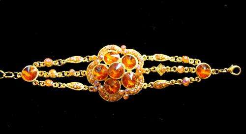 GOLD PLATED BRACELET WITH SIMULATED CITRINES