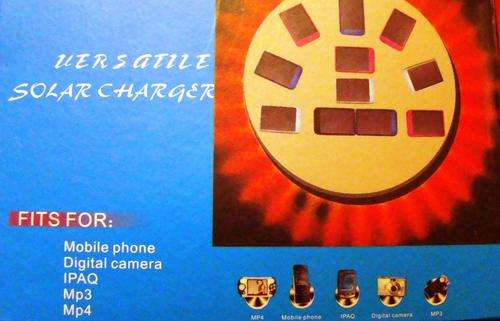 SOLAR CHARGER FOR CELL PHONES, DIGITAL CAMERAS, IPAQ, MP3 AND MP4 PLAYERS