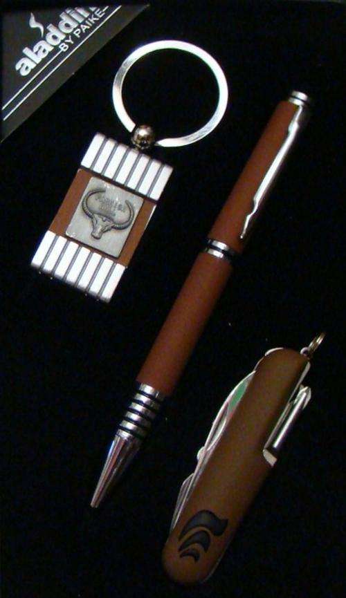 3 PIECE HIGH QUALITY GIFT SET WITH PEN, KEYRING AND MULTIPURPOSE KNIFE