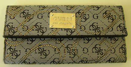 GREY, BLACK AND GOLD GUESS PURSE