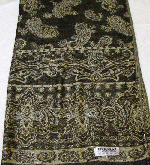 BLACK & GOLD PASHMINA SILK SHAWL