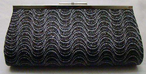 ELEGANT BLACK AND SILVER GLITTER CLUTCH BAG