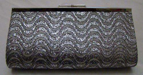 ELEGANT SILVER GLITTER CLUTCH BAG