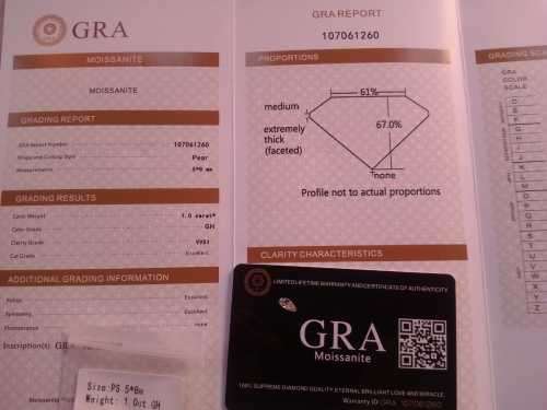Lovely 5 X 8 MM 1.00 Carat VVS1 GH White Pear Shape Cut Loose Moissanite For Ring With Certificate