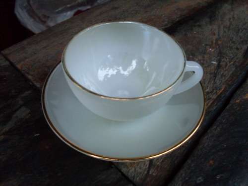 OFFER MJNICHOLL 1960 ARCOPAL FRANCE LUSTRE WARE OPALESCENT GREYISH  PASTEL TEA/COFFEE  DUO GORGEOUS!