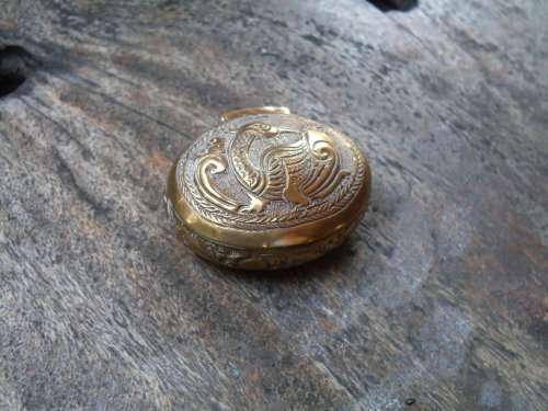 LOVELY SMALL BRASS,  BIRD EMBOSSED PILL BOX HINGED