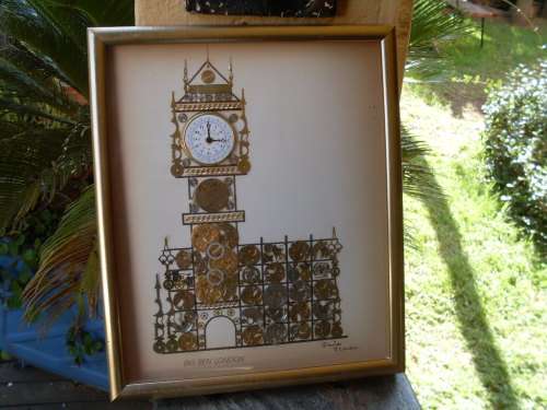 BIG BEN LONDON BY DAVID OF LONDON HOROLOGICAL FRAMED MONTAGE (CLOCK ETC PIECES)