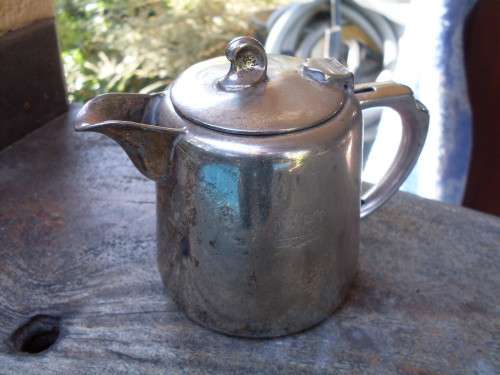BSL STURDY SILVER PLATED COLMET PATENT VINTAGE SMALL 3/4PT TEAPOT / WATERPOT WITH SWAZILAND SPA LOGO