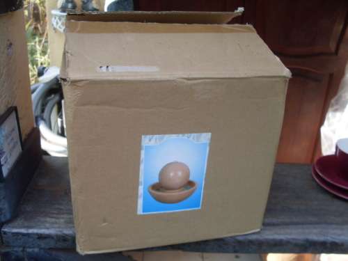 WOULD THINK INDOOR? SMALL!!  BOXED TERRACOTTA WATER FEATURE WITH PEBBLES & SMALL PUMP