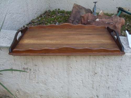 VINTAGE WOOD TRAY WITH HANDLES, BUTLER TRAY STYLE