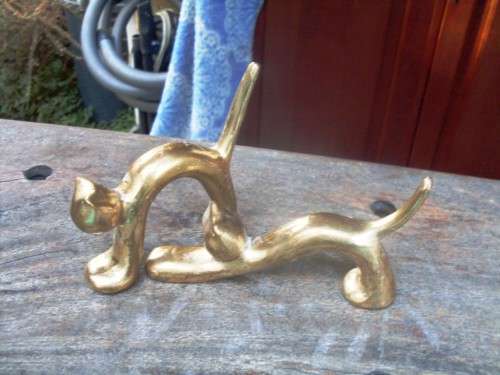 GORGEOUS SOLID BRASS KITTY (CAT) ORNAMENTS 2 DIFFERENT POSES, ONE CAN GO UNDER THE OTHER