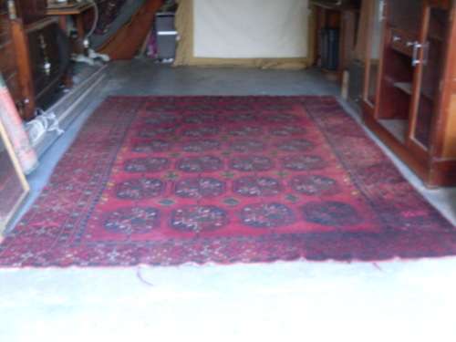 A BEAUTIFUL NOMADIC PERSIAN KURDI CARPET RUG LARGE 287X210 WITH RED REPITITIVE GEOMETRIC ++ WOW!