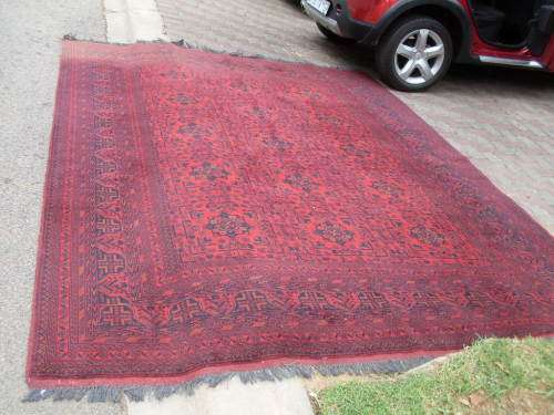 MAGNIFICENT HAND KNOTTED  HUGE 343X252  TURKMEN CARPET FROM TURKMENISTAN REDS, INK FLORAL WOW!!!!