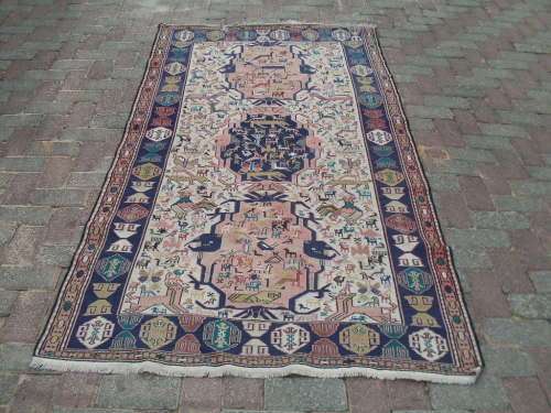 A DELIGHTFUL VINTAGE?? PERSIAN AZERBAIJAN SOUMAK CARPET / RUG GEOMETRIC BIRDS ETC  VERY SPECIAL!!