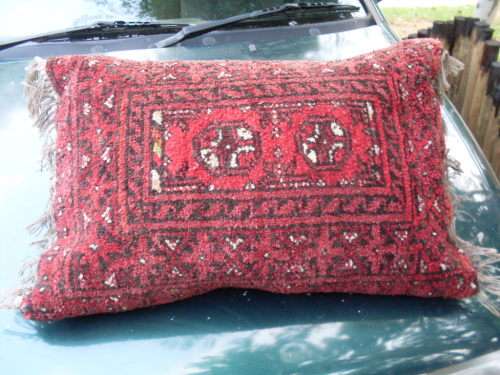 BEAUTIFUL HAND KNOTTED AFGHAN (ORIENTAL) BHOKARA RED++  RUG LARGE??  CUSHION PIECE WOW!