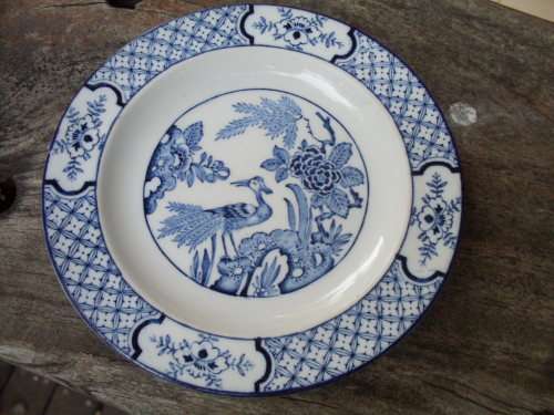 WOODS & SONS ENGLAND "YUAN" BLUE & WHITE SIDE PLATE BIRD FLORAL ETC
