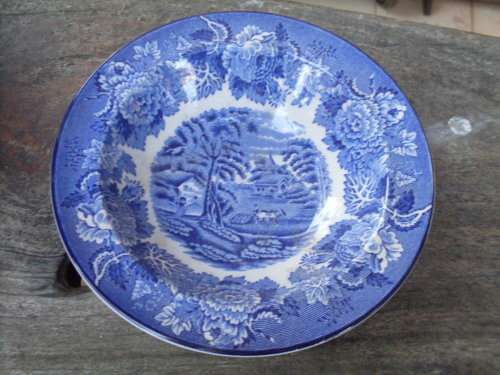 ENOCH WOODS & SONS BLUE AND WHITE COUNTRY SCENERY SMALL BOWL