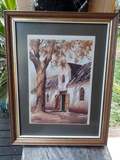 EXQUISITE ORIGINAL FRAMED WATERCOLOUR BY MASTER ARTIST MALACHI SMITH OF CAPE HOMESTEAD + TREE