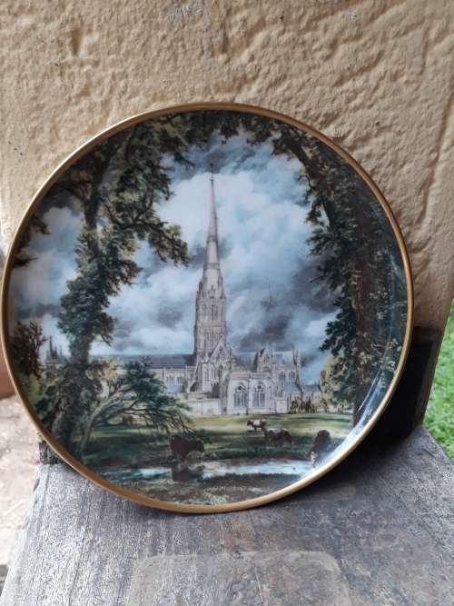 THE HERITAGE COLLECTION HUGUENOT ROYALE JOHN CONSTABLE SALISBURY CATHEDRAL  DISPLAY PLATE 20CM