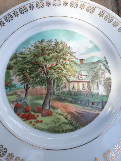 CURRIER & IVES JAPAN FOUR SEASONS "AUTUMN" DISPLAY PLATE 20.5CM