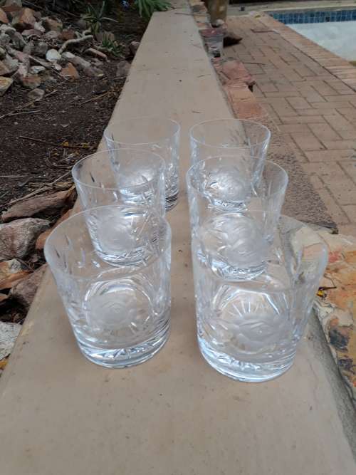 WOW, JUST OUT OF THIS WORLD VINTAGE ROSE CUT WHISKEY TUMBLERS, BOTTOMS UP!