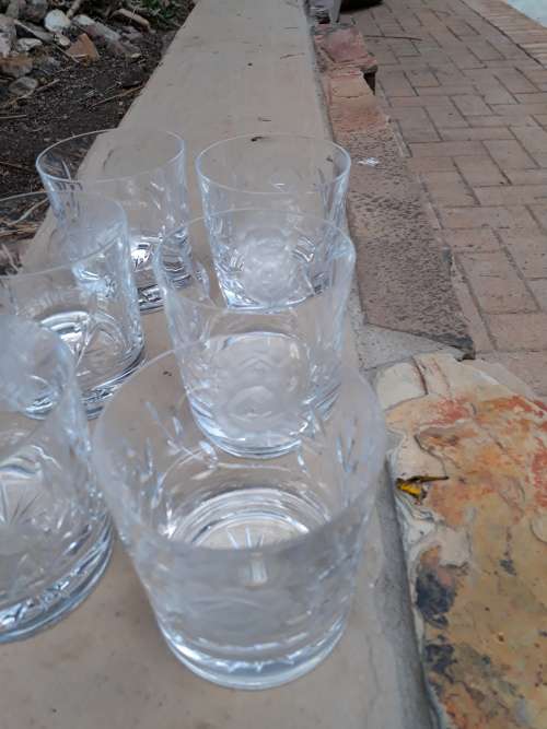 WOW, JUST OUT OF THIS WORLD VINTAGE ROSE CUT WHISKEY TUMBLERS, BOTTOMS UP!