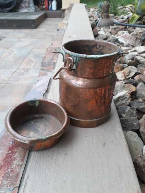 VINTAGE TSP COPPER PLATED MILK CAN WYSIWYG.