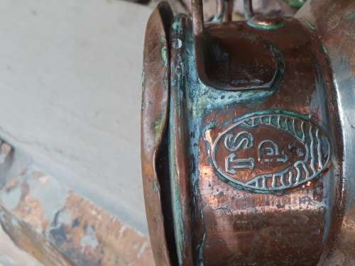 VINTAGE TSP COPPER PLATED MILK CAN WYSIWYG.