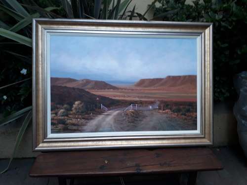 MAGNIFICENT VERY LARGE FRAMED KAROO LANDSCAPE BY WELL KNOWN & LISTED ARTIST SHELAGH PRICE. BARGAIN!